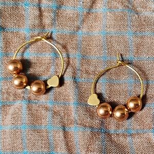 Dainty Two Tone Heart Hoop Earrings